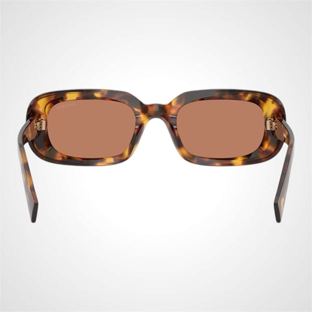 New MIU MIU Sunglasses Honey Havana Tortoise Brown Rectangle Reverie Womens - Picture 4 of 6